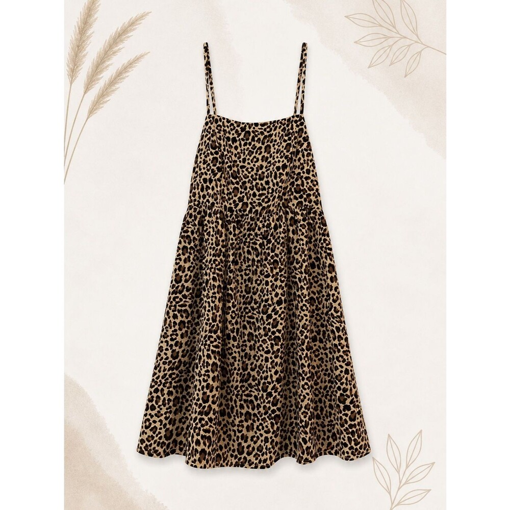 Cupshe Leopard Print Midi Dress NWT Size Small Spaghetti Strap Flowy